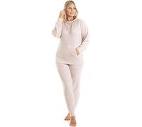 Camille Women's 2 Piece Super Soft Pyjama Set - Marl Hacci Full Length PJ Set - Turtle Neck Long Sleeved Top & Elasticated Waist for Ultimate Comfort and Warmth Pink 8-10