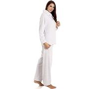 Camille Women's 2 Piece Super Soft Pyjama Set - Spot Thick Fleece Full Length PJ Set -Long Sleeved with Elasticated Waist for Ultimate Comfort & Warmth Light Grey 10-12