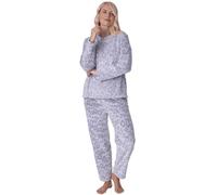 Camille Women's 2 Piece Super Soft Pyjama Set - Thick Fleece Full Length PJ Set -Long Sleeved with Elasticated Waist for Ultimate Comfort & Warmth 14-16 Grey