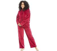 Camille Women's 2 Piece Super Soft Pyjama Set - Thick Luxury Fleece Full Length PJ Set -Long Sleeved with Elasticated Waist & Sherpa Lined Hood Magenta 18-20