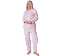 Camille Women's 2 Piece Super Soft Pyjama Set - Warm, Thick Fleece Full Length PJs, Top & Bottoms | Long Sleeves, Front Pocket & Elastic Waist | Comfy, Fluffy Loungewear for Women | 10-12 Pink