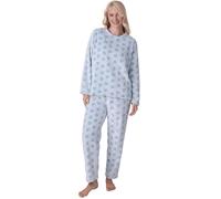 Camille Women's 2 Piece Super Soft Pyjama Set - Warm, Thick Fleece Full Length PJs, Top & Bottoms | Long Sleeves, Front Pocket & Elastic Waist | Comfy, Fluffy Loungewear for Women | 18-20 Aqua