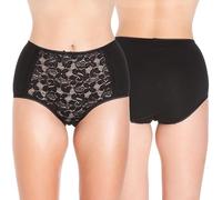 Camille Womens 3 Pack Lace Front Full Briefs 10 Black
