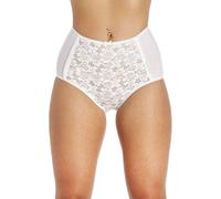 Camille Womens 3 Pack Lace Front Full Briefs | Lightweight & Comfortable Cotton/Lycra Blend Underwear | Soft, Stretchy Womens Knickers with Lace Front Panel | Fast Dry | Everyday Wear | 14 White