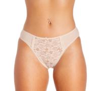 Camille Womens 3 Pack Lace Front High Leg Briefs | Lightweight & Comfortable Cotton/Elastane Blend Underwear | Soft, Stretchy Womens Knickers with Lace Front Panel | Fast Dry | 12 Nude
