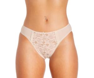 Camille Womens 3 Pack Lace Front High Leg Briefs | Lightweight & Comfortable Cotton/Elastane Blend Underwear | Soft, Stretchy Womens Knickers with Lace Front Panel | Fast Dry | 10 Nude