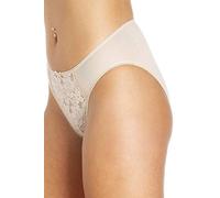 Camille Womens 3 Pack Lace Front High Leg Briefs | Lightweight & Comfortable Cotton/Lycra Blend Underwear | Soft, Stretchy Womens Knickers with Lace Front Panel | Fast Dry | Everyday Wear | 12 Nude