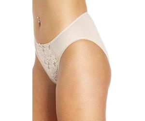 Camille Womens 3 Pack Lace Front High Leg Briefs | Lightweight & Comfortable Cotton/Lycra Blend Underwear | Soft, Stretchy Womens Knickers with Lace Front Panel | Fast Dry | Everyday Wear | 10 Nude