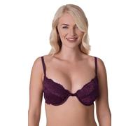 Camille Womens Aubergine Floral Lace Padded Underwired Bra 34E Purple