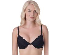 Camille Womens Black Floral Lace Padded Underwired Bra 36DD