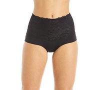 Camille Womens Black High Waist Seamless Floral Lace Briefs 16