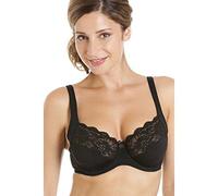 Camille Underwired Lace Full Cup Bra | Comfortable Women's Everyday Bra with Elegant Floral Lace Finish | Soft Comfort & Support | Full Coverage | Easy Back Closing | 34D Black