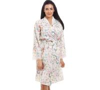 Camille Women's Butterfly & Bumble Bee Print Dressing Gown in Cream | Size: 10 Camille Cream 10