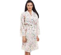 Camille Womens Butterfly & Bumble Bee Short Satin Wrap - Ladies Lightweight & Breathable Robe with Tie Belt Fastening