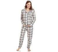 Camille Womens checked Long Sleeved Flannel Pyjama Set - Ladies Full Length Supersoft Cotton Two Piece Set - with Button Front Fastening for Comfort and Style