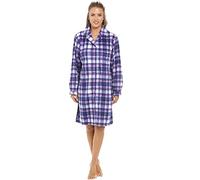 Camille Womens Checkered Fleece Button Front Nightshirt
