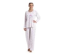 Camille Womens Classic Cotton Jersey Pink Floral Print Pyjama Set 24-26