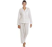 Camille Womens Classic Floral Print Jersey Long Sleeve Pyjama Set 18-20 IVORY