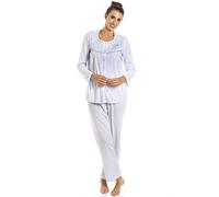 Camille Womens Classic Long Sleeved Pyjama Set - Ladies Full Length Floral Two Piece Set - Breathable & Comfortable Summer Nightwear