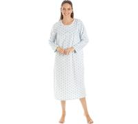 Camille Ladies Long Sleeved Nightdress - Polka Dot Smooth Womens Nightwear - Fleece Nightie with Round Neck Button Fastening Aqua 22-24