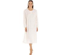 Camille Ladies Long Sleeved Nightdress - Polka Dot Smooth Womens Nightwear - Fleece Nightie with Round Neck Button Fastening Mink 18-20