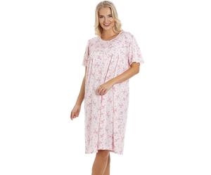 Camille Women's Classic Short Sleeve Floral Nightdress in Pink | Size: 22/24
