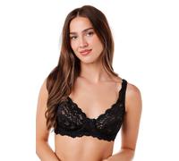 Camille Women's Classic Underwired Floral Lace Bra in Black | Size: 34DD