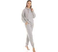 Camille Women's 2 Piece Super Soft Pyjama Set - Marl Hacci Full Length PJ Set - Turtle Neck Long Sleeved Top & Elasticated Waist for Ultimate Comfort and Warmth Grey 8-10
