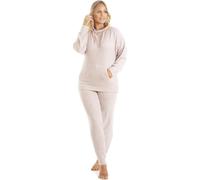 Camille Women's 2 Piece Super Soft Pyjama Set - Marl Hacci Full Length PJ Set - Turtle Neck Long Sleeved Top & Elasticated Waist for Ultimate Comfort and Warmth Beige 8-10