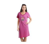 Camille Womens Nightdresses Smooth Soft 100% Cotton - Short Sleeved Breathable & Lightweight Summer Nighties - Vibrant Pink Delicious Ice Cream - 10-12