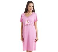 Camille Womens Nightdresses Smooth Soft 100% Cotton - Short Sleeved Breathable & Lightweight Summer Nighties - Pink Delicious Ice Cream - 14-16