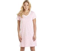 Camille Womens Nightdresses Smooth Soft 100% Cotton - Short Sleeved Breathable & Lightweight Summer Nighties - Brown & Pink Flower - 14-16