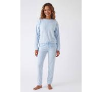 Camille Women's Embossed Fleece Pyjama Set in Blue | Size: 22/24
