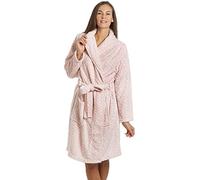 Camille Women's Fleece Dressing Gown | Leopard Print Knee Length Bathrobe | Long Sleeves, Belt Fastening & Side Pockets | Super Soft, Luxury | Fluffy & Super Soft | Pink 18-20