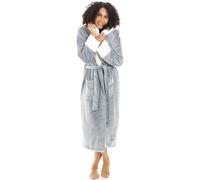 Camille Women's Fleece Hooded Dressing Gown - Blue 22-24