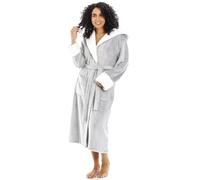 Camille Women's Fleece Hooded Dressing Gown - Light Grey 18-20