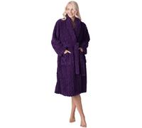 Camille Women's Fleece Jacquard Dressing Gown - Purple 14-16