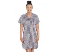 Camille Womens Floral Navy Printed Satin Nightshirt - NAVY FLORAL - 10