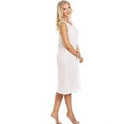 Camille Womens Floral Pinstriped White Sleeveless Jersey Summer Nightdresses 14-16 Pink Bow