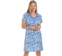 Camille Womens Smooth Soft Cotton Summer Nightshirts 18-20 Sky Blue Flower
