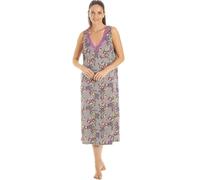 Camille Womens Sleeveless Floral Chemise - Ladies Lightweight Spandex Long Nightdress- Comfortable & Breathable Summer Nightwear Grey 10-12