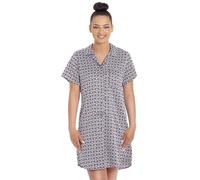 Camille Womens Floral Navy Printed Satin Nightshirt - NAVY FLORAL - 16