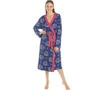 Camille Womens Floral Spandex Knee Length Wrap - Ladies Long Sleeve Lightweight & Breathable Dressing Gown with Tie Belt Fastening 18-20 Raspberry