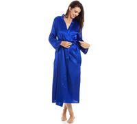 Camille Women's Full Length Long Sleeve Plain Satin Wrap in Blue | Size: 18-20 Camille Blue 18-20