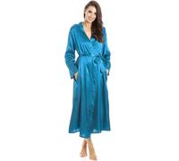 Camille Women's Full Length Long Sleeve Plain Satin Wrap in Teal | Size: 10-12 Camille Teal 10-12