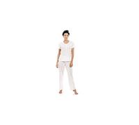 Camille Womens Full Length Silver Glitter Heart Jersey Pyjama Sets 14-16 White