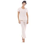 Camille Womens Full Length Silver Glitter Heart Jersey Pyjama Sets 10-12 Salmon Pink