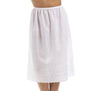 CAMILLE - Women's half length underskirt - classic style with embroidery - white - 66 cm (26 inches), White, M