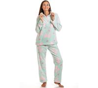 Camille Womens Supersoft Heart & Bow Embossed Pyjama Set 10-12 Green
