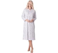 Camille Womens Heavyweight Long Sleeve 100% Cotton Jersey NightdressCamille Ladies Long Sleeved Nightdress- Heavyweight Floral Womens Nightwear - Cotton Nightie Neck Button Fastening